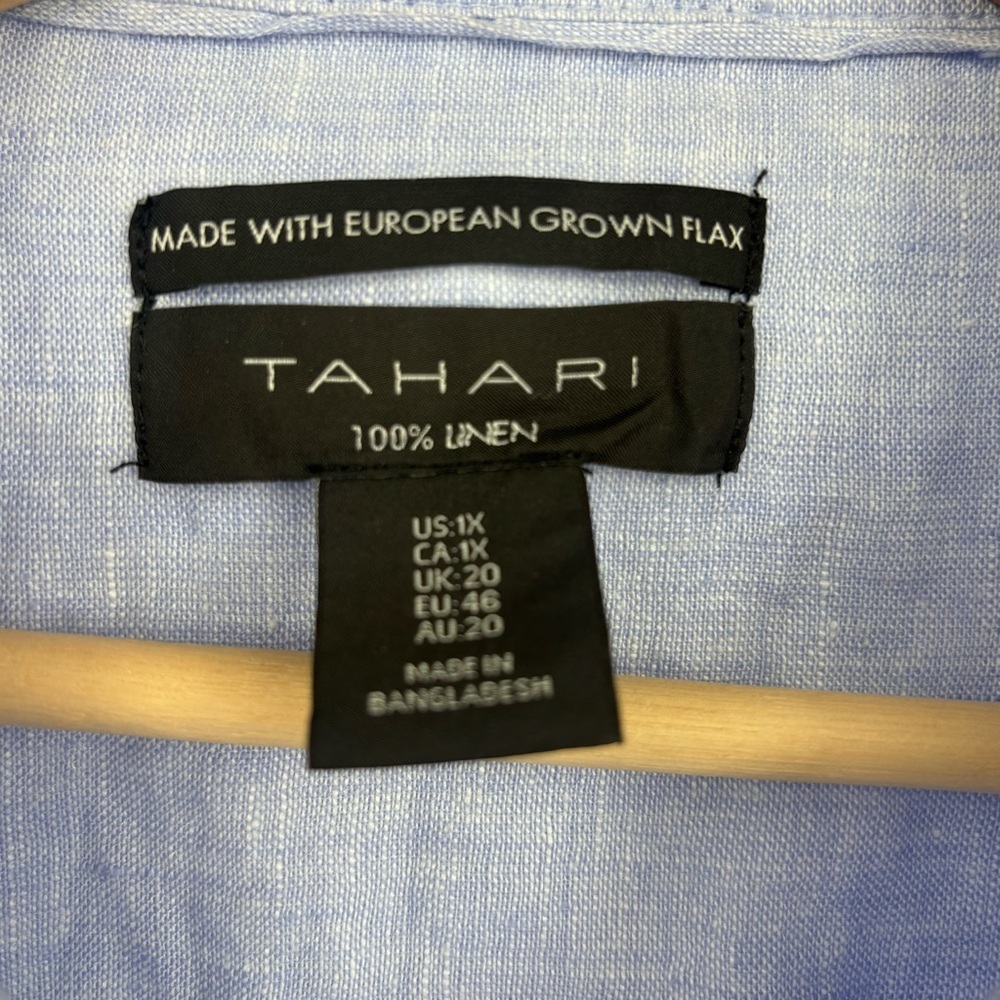 TAHARI 100% Linen tunic Lagenlook lightweight tunic 1X roll up sleeve blouse top - Picture 7 of 10